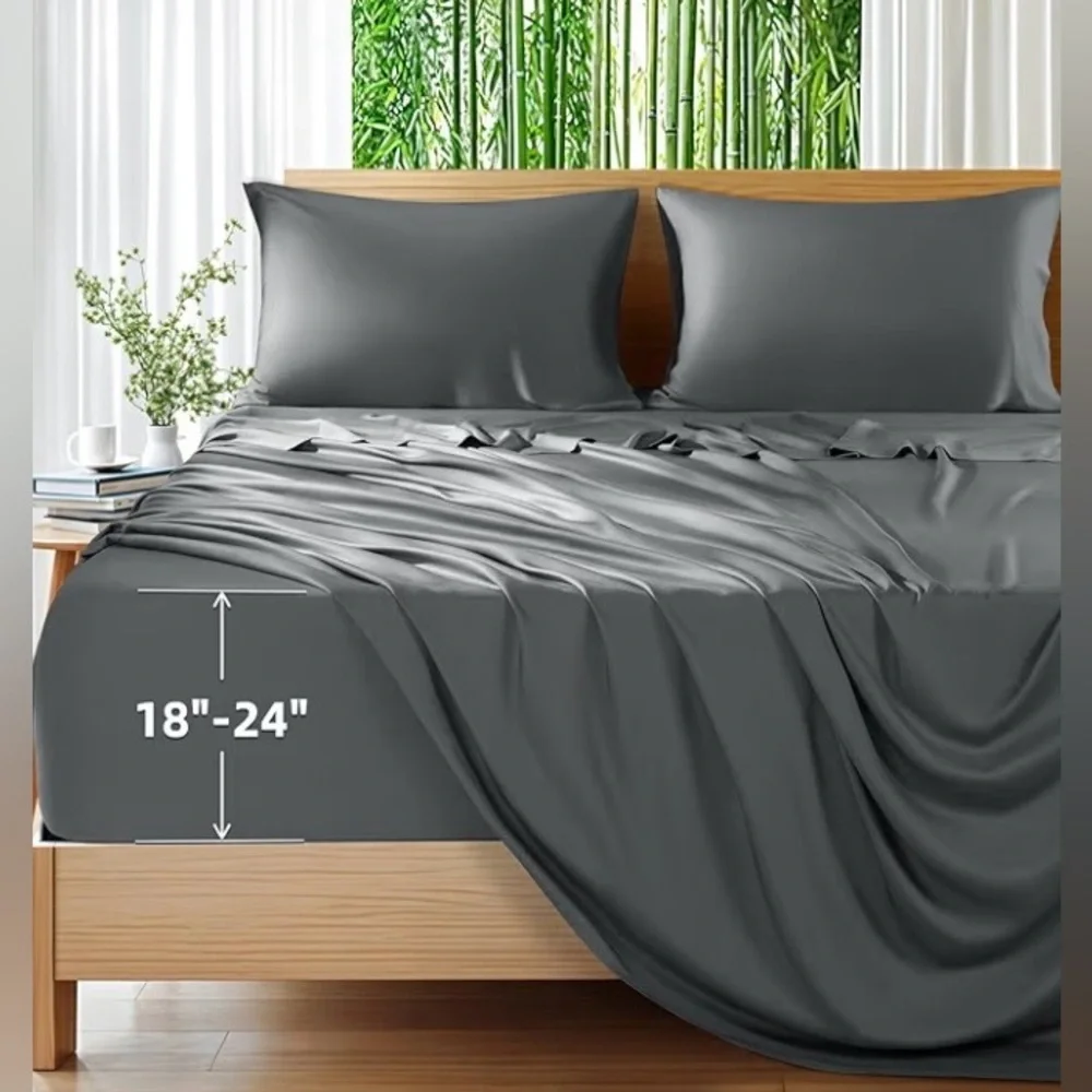 NIB SOFT Shilucheng 100% Viscose Derived from Bamboo. 4pc. Full Size Sheet Set